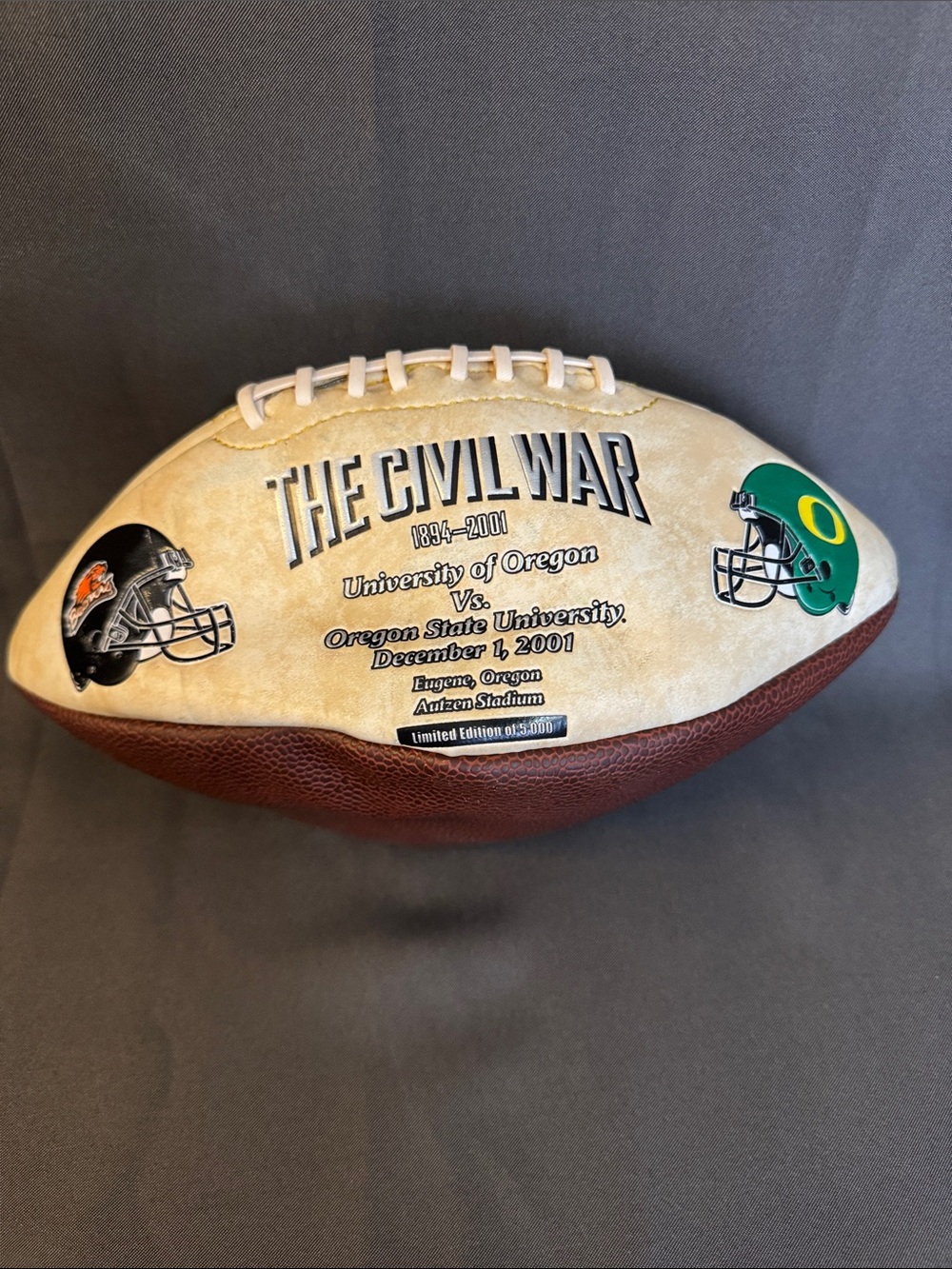 The Civil War 2001 Commemorative Football - Oregon vs OSU